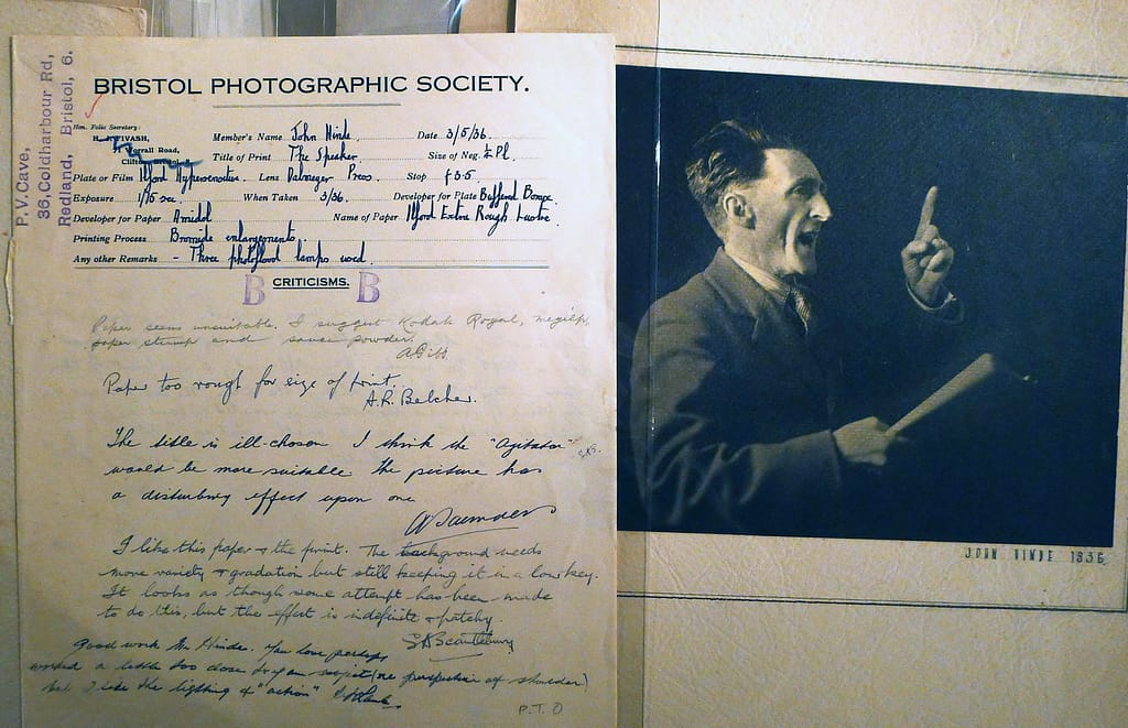 John Hinde's submission to Bristol Photographic Society, 1936 John Hinde's submission to Bristol Photographic Society, 1936