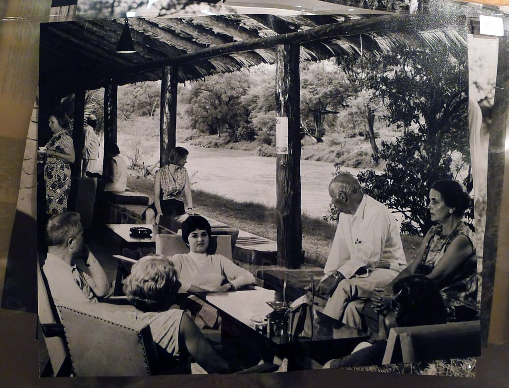 Black and white photo of Samburu Game Lodge postcard